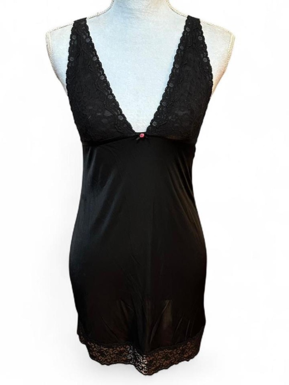 Victoria's Secret black lace babydoll slip